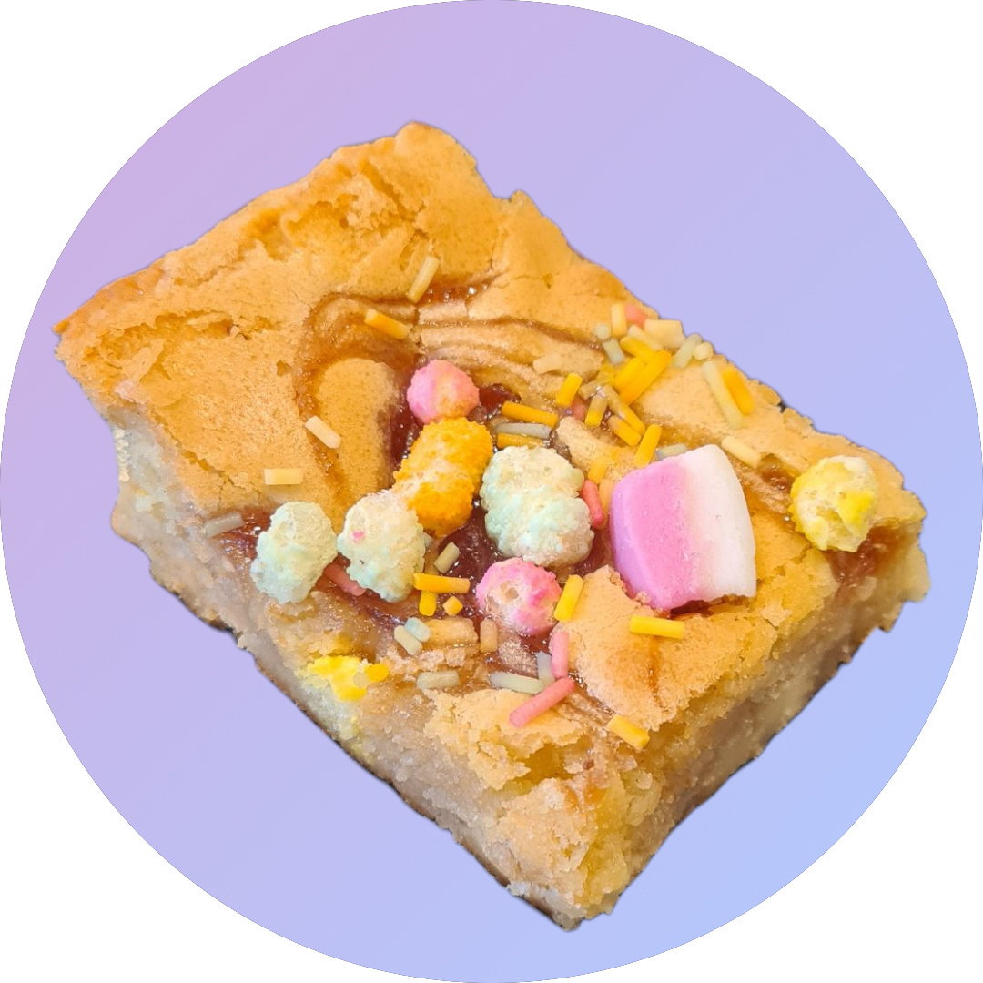 Raspberry Rainbow Blondies