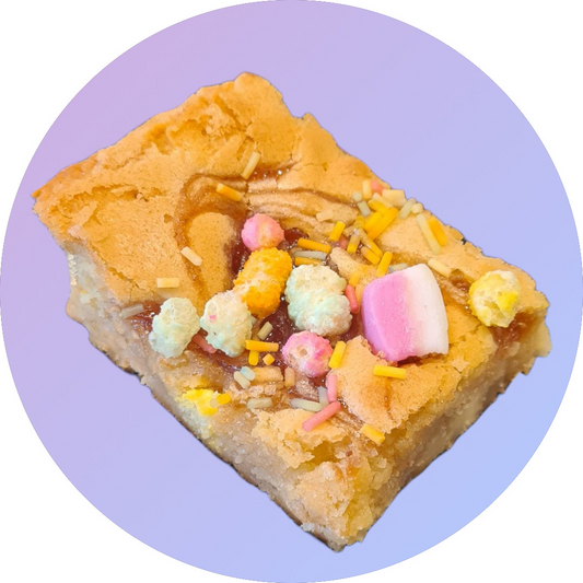 Raspberry Rainbow Blondies